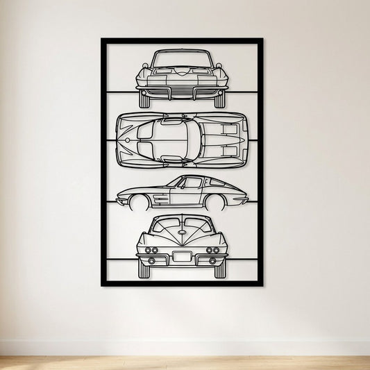 Corvette C2 1963 Frame Silhouette - Metal Wall Art - lifestyle