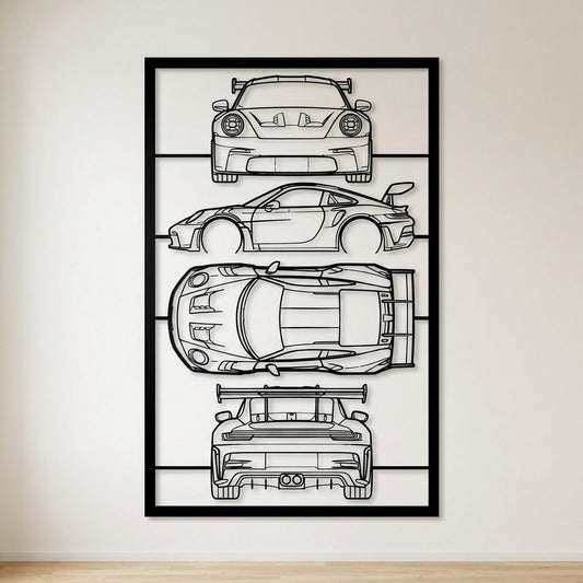 911 992 GT3 RS Frame Silhouette - Metal Wall Art - lifestyle