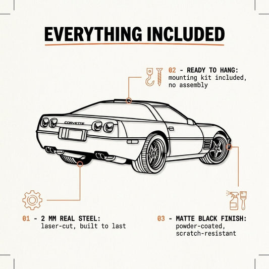 Corvette C4 - Metal Wall Art - lifestyle